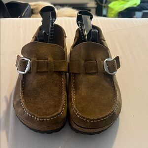 Birkenstock Brown Suede Moccasins with Buckle